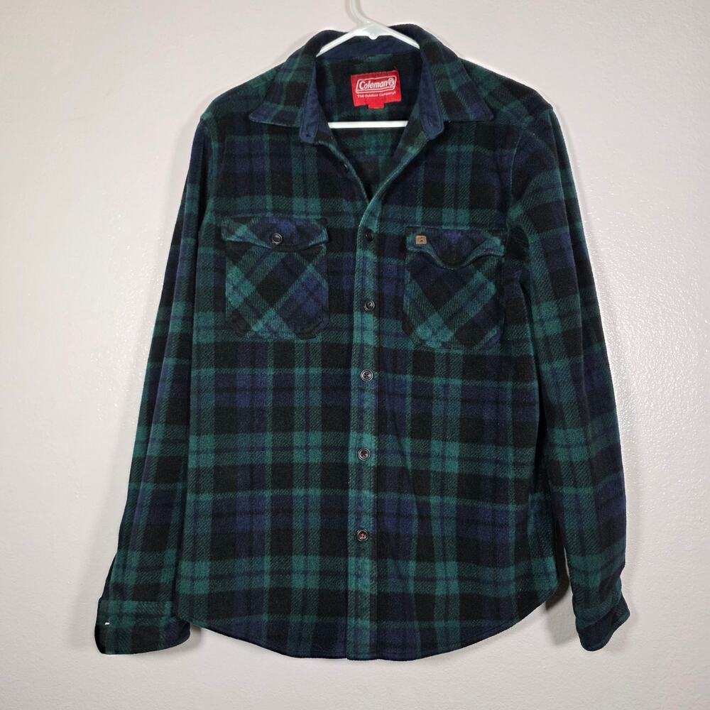 Coleman The Outdoor Company Green Black Plaid Flannel Shirt Mens M